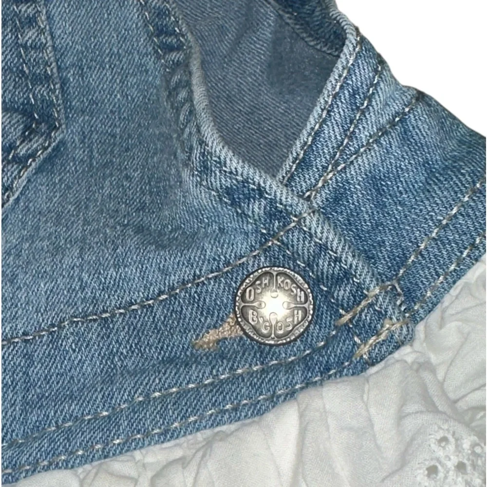 OshKosh B'gosh Toddler Girls Denim Eyelet Lace Overalls Dress Size‎ 24 Months
